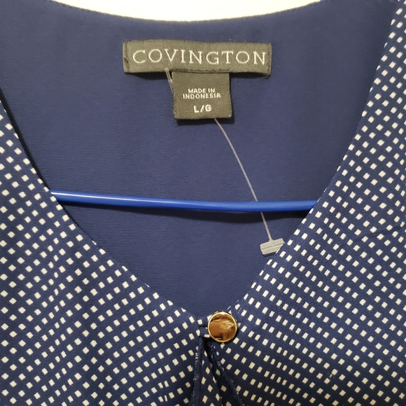 •••2/$30•••Covington Blue and White Pindot Ruffle Blouse - Picture 5 of 7